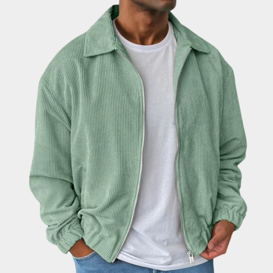 Men’s Textured Relaxed-Fit Full-Zip Collared Jacket