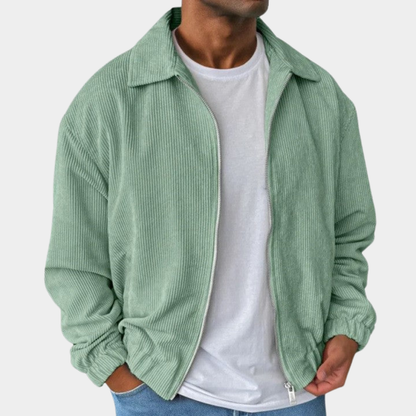 Men’s Textured Relaxed-Fit Full-Zip Collared Jacket