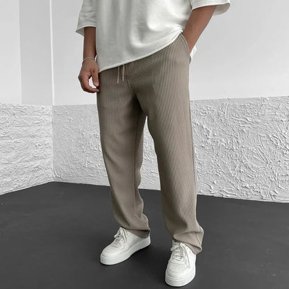 Men’s Relaxed Ribbed Knit Pants with Drawstring Waist