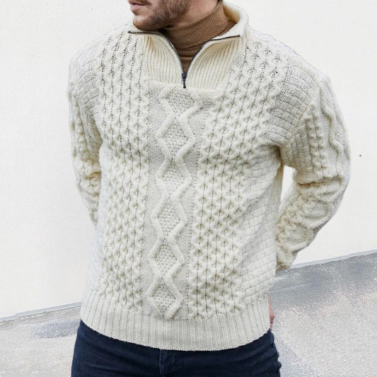 Men’s Textured Knit Half-Zip Pullover Sweater
