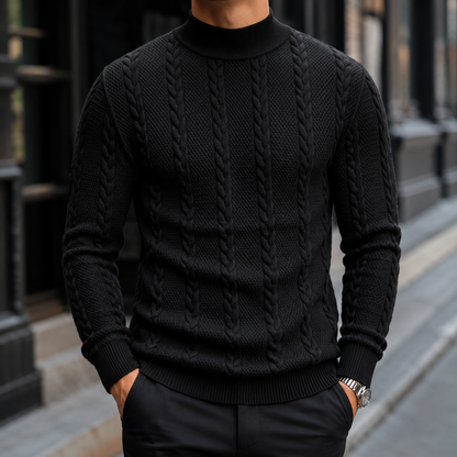 Men’s Slim Cable-Knit Turtleneck Sweater
