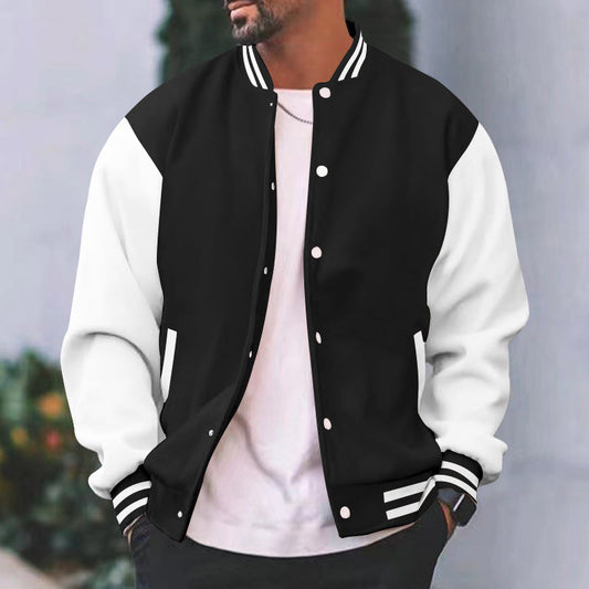 Men’s Color-Block Snap-Front Varsity Jacket
