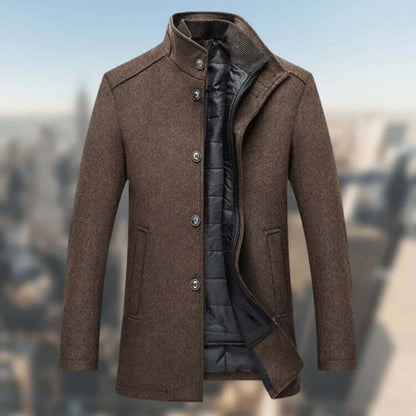 Men’s Structured High-Collar Button-Front Winter Jacket