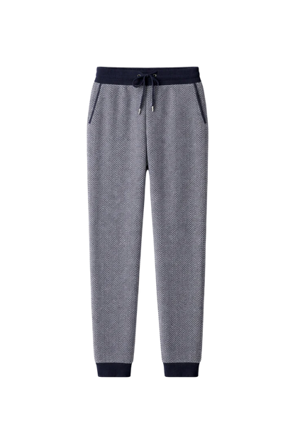 Men’s Wool Herringbone Trousers with Relaxed Tapered Fit