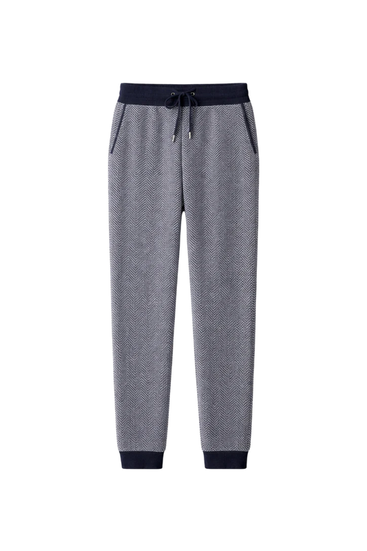 Men’s Wool Herringbone Trousers with Relaxed Tapered Fit