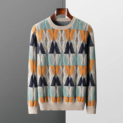 Men’s Retro Geometric Pattern Knit Sweater