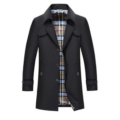 Men’s Double-Breasted Wind-Resistant Classic Trench Coat