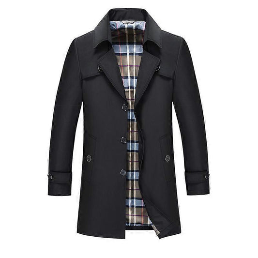 Men’s Double-Breasted Wind-Resistant Classic Trench Coat