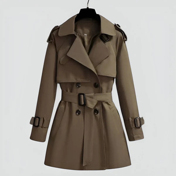 Women’s Double-Breasted Mid-Length Trench Coat for Transitional Weather