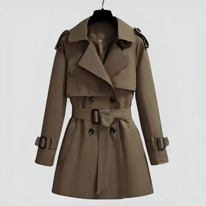 Women’s Double-Breasted Mid-Length Trench Coat for Transitional Weather