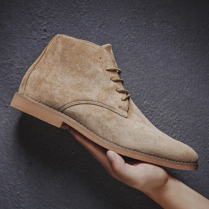 Men’s Genuine Suede Chelsea Boots with Rugged Rubber Sole