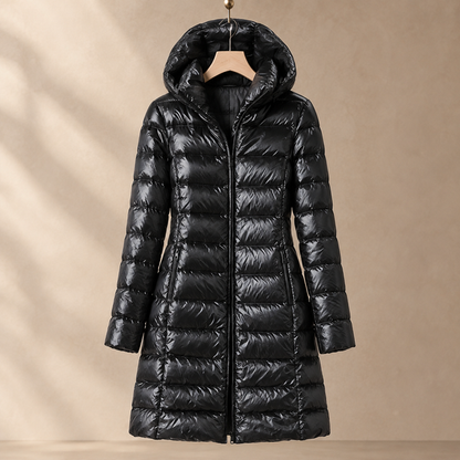 Women’s Quilted Cashmere and Duck Down Hooded Jacket