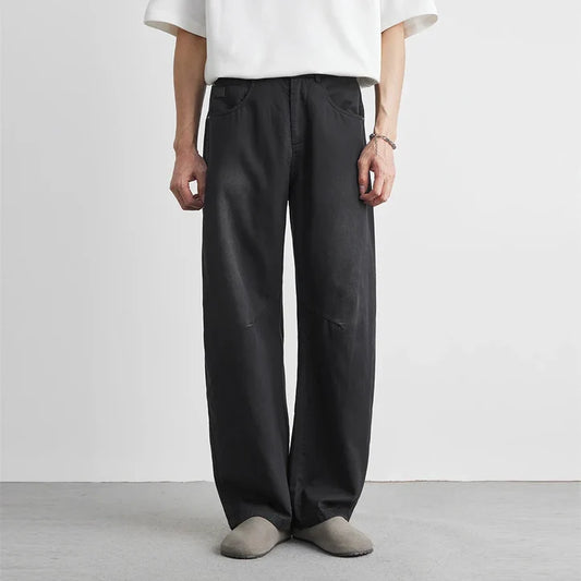 Men’s Wide-Leg Brushed Cotton Pants with Panelled Knees