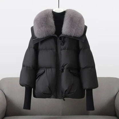 Women’s Padded Winter Jacket with Wide Faux Fur Collar