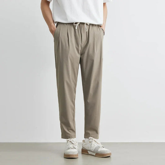 Men’s Tailored Stretch Performance Trousers with Drawstring Waist