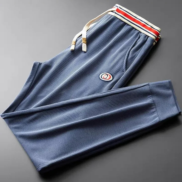 Men’s Ribbed Stretch Joggers with Striped Waistband