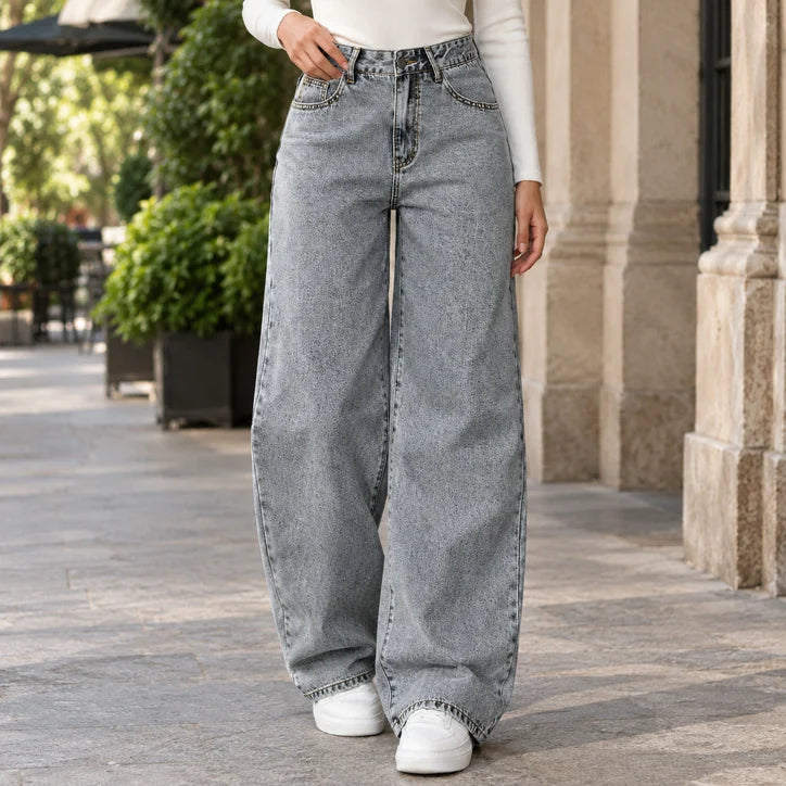 Women’s Mid-Rise Relaxed Wide-Leg Denim Jeans