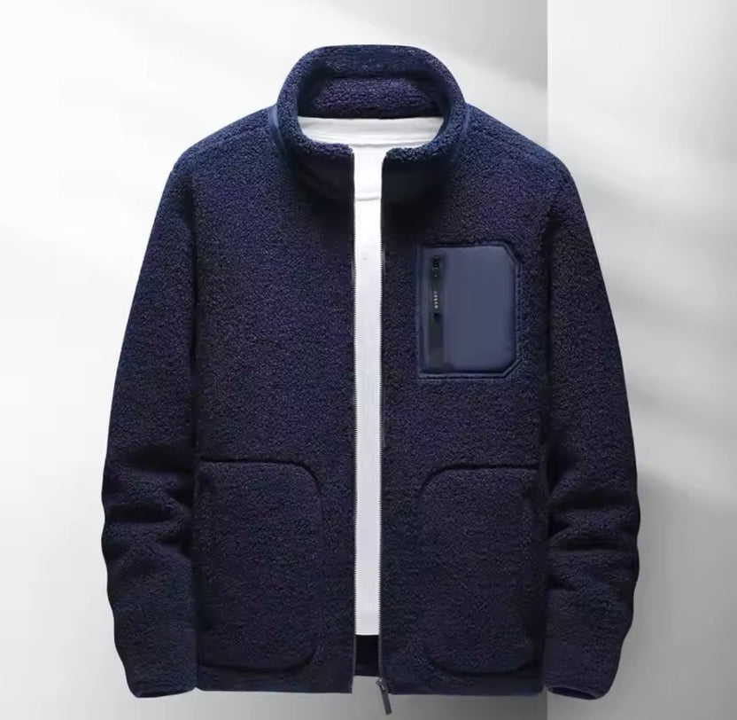 Men’s Plush Fleece High-Collar Zip Jacket