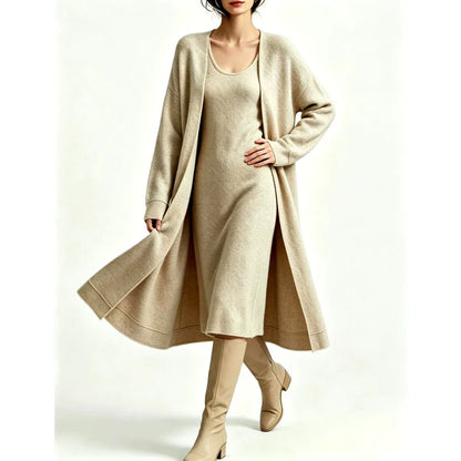 Women's Two-Piece Knit Dress and Longline Cardigan Set