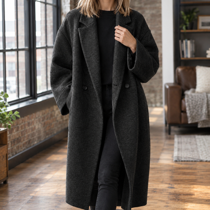 Relaxed Oversized Long Wool-Blend Coat