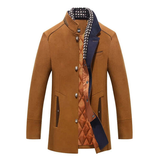 Men’s Structured High-Collar Double-Breasted Winter Coat