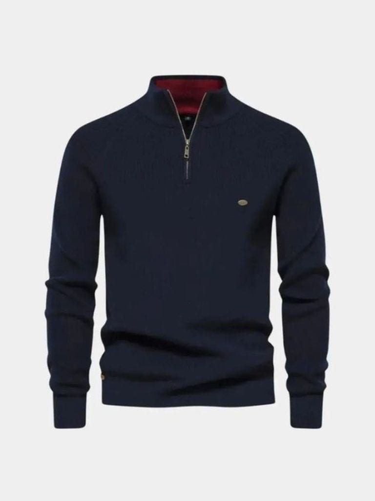 Men’s Embroidered Cotton Quarter-Zip Pullover