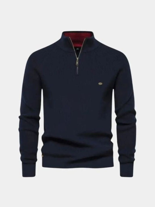 Men’s Embroidered Cotton Quarter-Zip Pullover