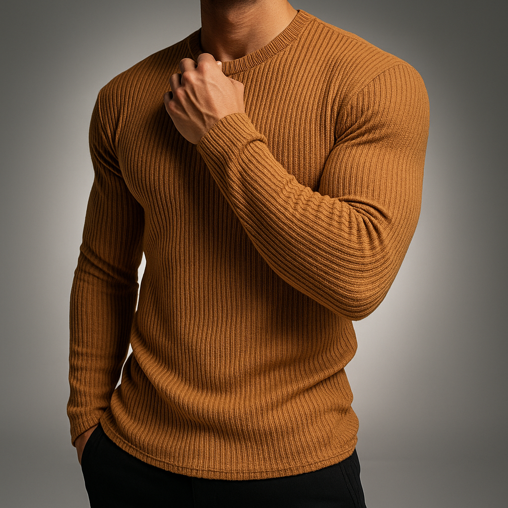 Men’s Fine Ribbed Slim-Fit Knit Pullover