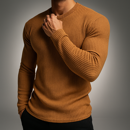 Men’s Fine Ribbed Slim-Fit Knit Pullover