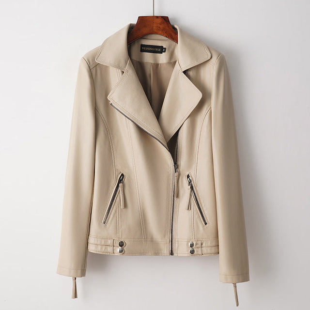 Women’s Structured Leather Jacket with Polished Finish