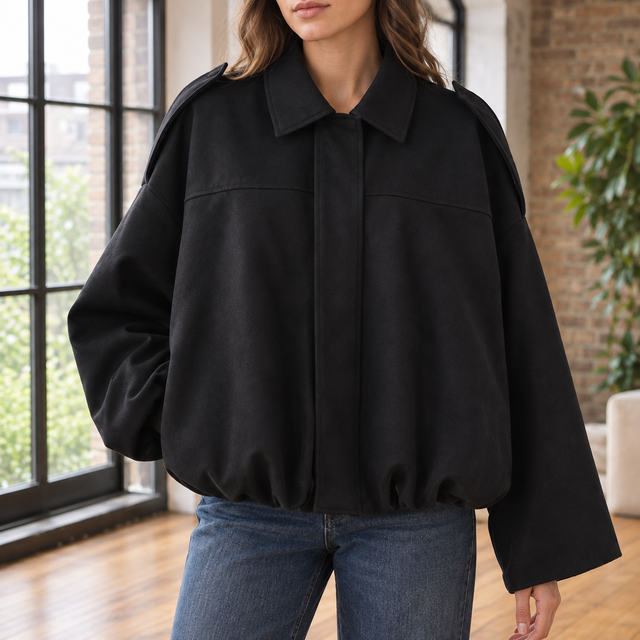 Women’s Cropped Suede Pilot-Style Jacket