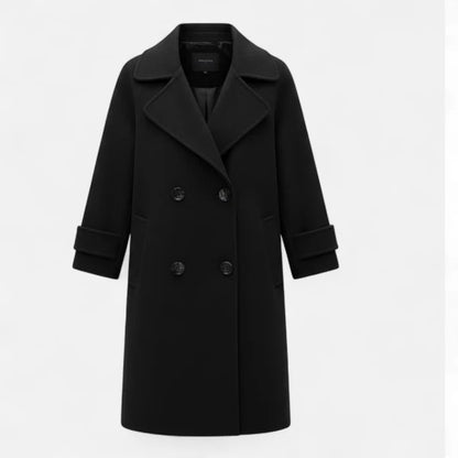 Women’s Slim Double-Breasted Cashmere-Blend Winter Coat