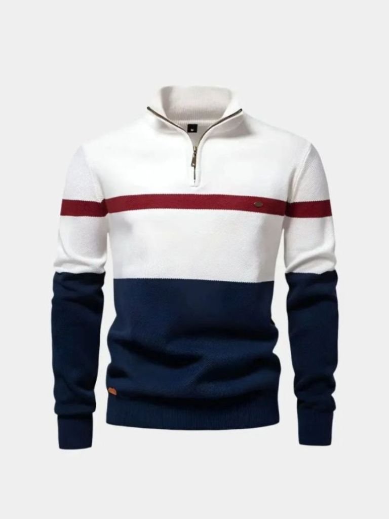 Men’s Cotton-Blend Quarter-Zip Stand Collar Pullover