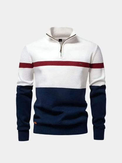 Men’s Cotton-Blend Quarter-Zip Stand Collar Pullover