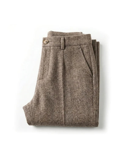 Men’s Tailored Herringbone Wool Trousers