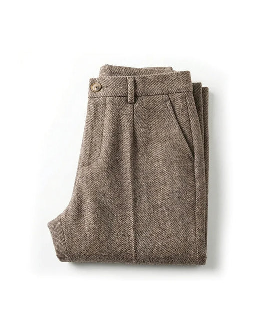 Men’s Tailored Herringbone Wool Trousers
