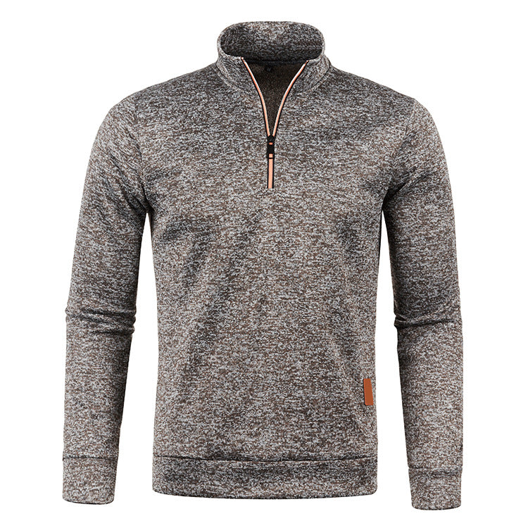 Men’s Heathered Quarter-Zip Mock Neck Sweater