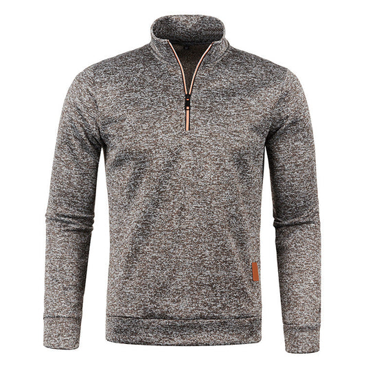 Men’s Heathered Quarter-Zip Mock Neck Sweater