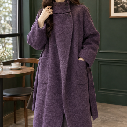 Women’s Longline Cashmere Wool Belted Coat