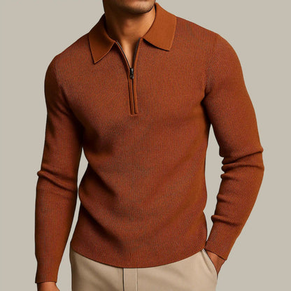 Men’s Textured Waffle-Knit Quarter-Zip Pullover