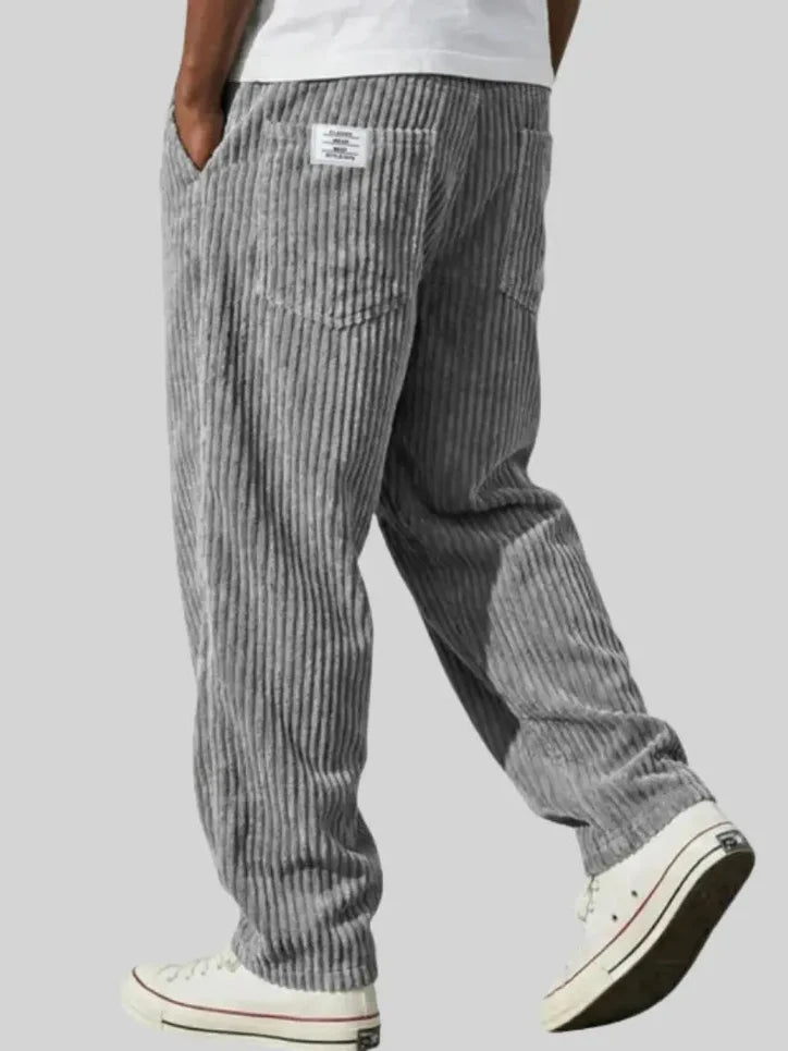 Men’s Relaxed Corduroy Trousers with Drawstring Waist