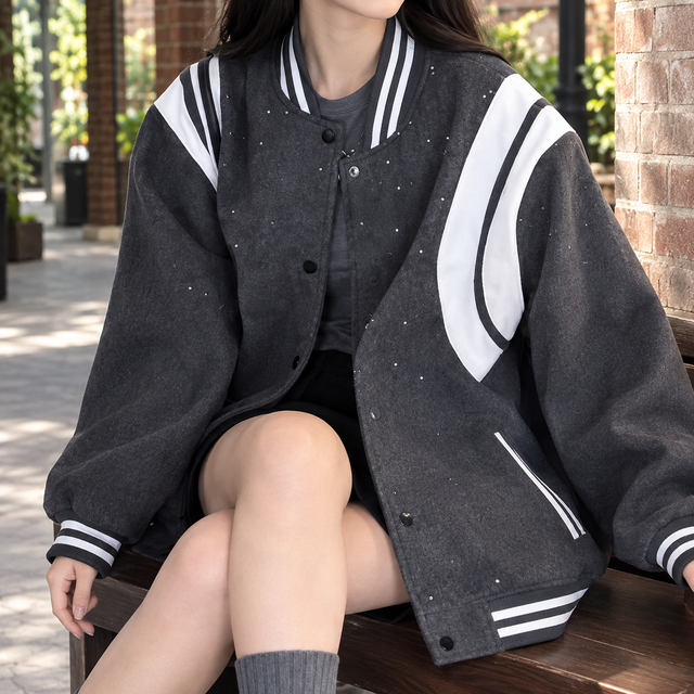 Women’s Oversized Appliqué Varsity Jacket