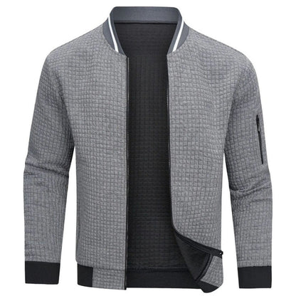 Men’s Monochrome Check Ribbed Bomber Jacket