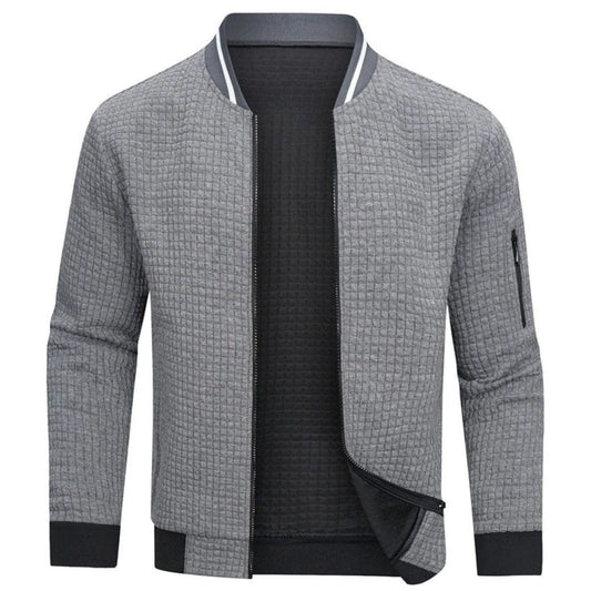 Men’s Monochrome Check Ribbed Bomber Jacket