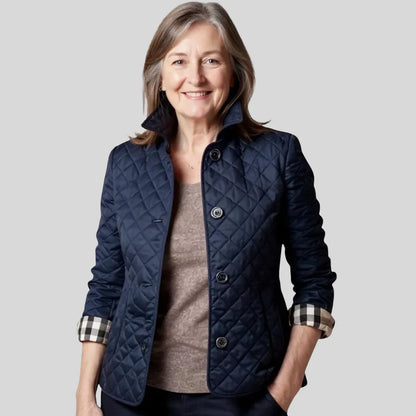 Women's Lightweight Quilted Jacket with Classic Lapel Collar
