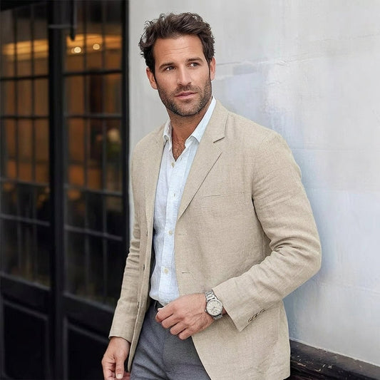 Men’s Relaxed Linen Blend Smart-Casual Blazer