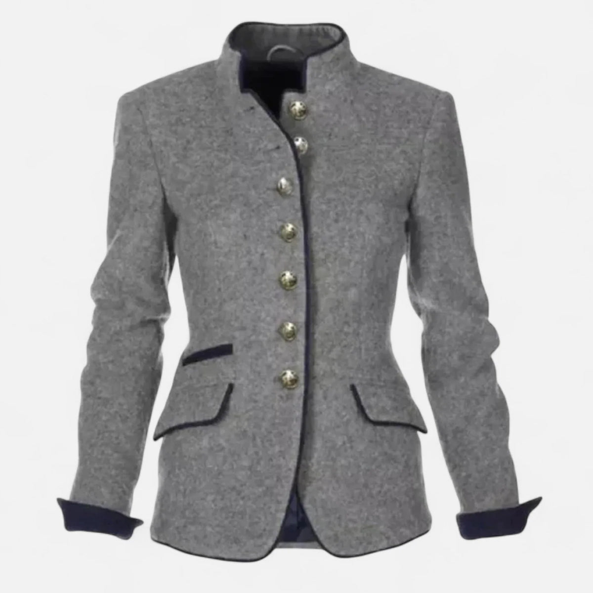 Women’s Double-Breasted Tailored Blazer with Structured Wool-Style Finish