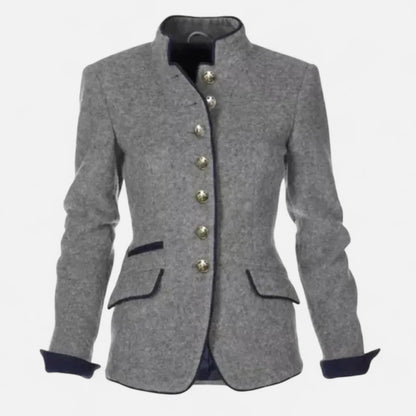 Women’s Double-Breasted Tailored Blazer with Structured Wool-Style Finish