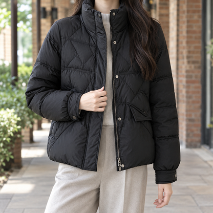 Women’s Padded Quilted Stand Collar Jacket