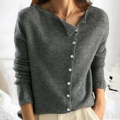Women’s Asymmetric Button-Front Relaxed Knit Cardigan